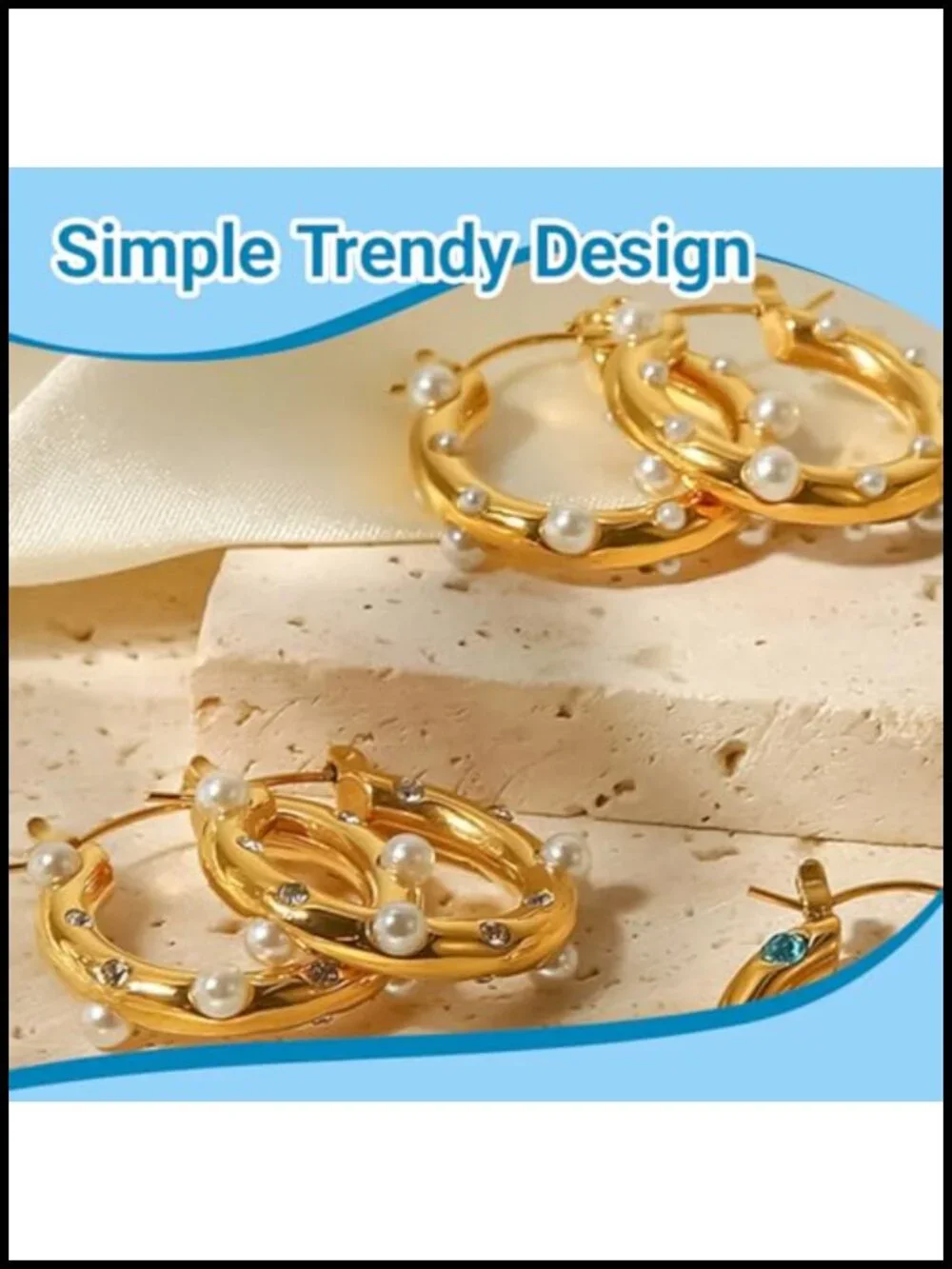 14k Gold Plated Pearl Dangle Earrings for Women Hypoallergenic Trendy Dainty